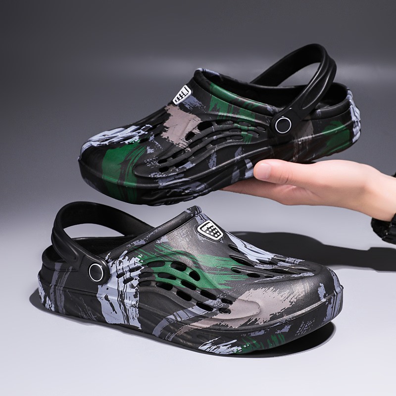Men'S Shoes With Velcro - Men's Summer Camouflage Graffiti Sandals Garden