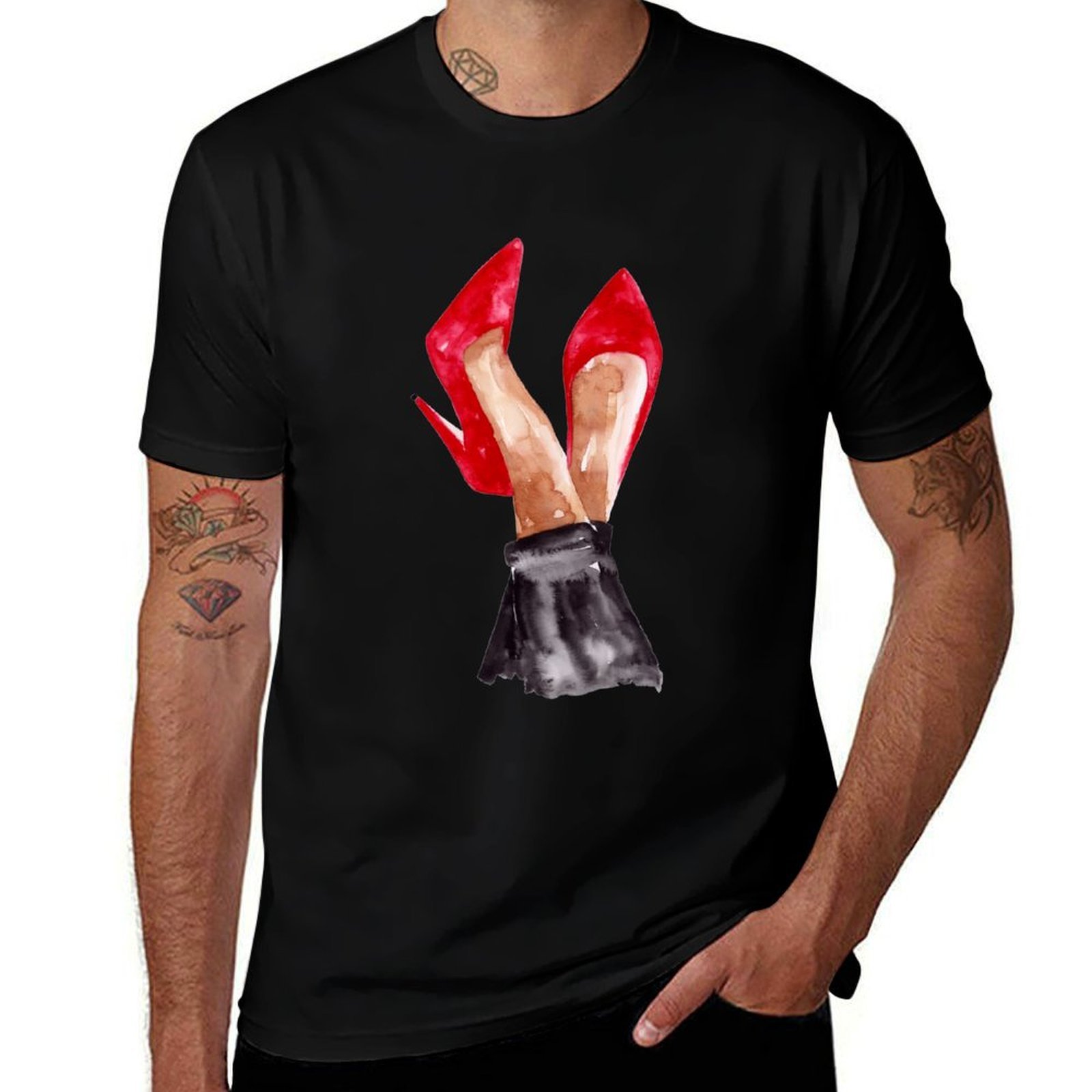 Red Stiletto Shoes Watercolor  - огляд і ціна Men Shoes Illustration